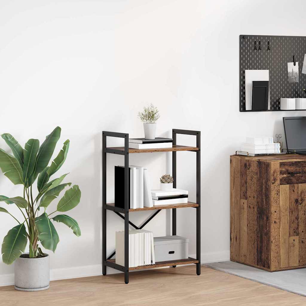 Bogreol 3 niveauer 56 x 34 x 96 cm Konstrueret træ Gammelt træ