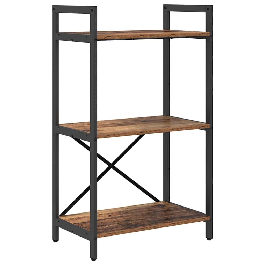 Bogreol 3 niveauer 56 x 34 x 96 cm Konstrueret træ Gammelt træ