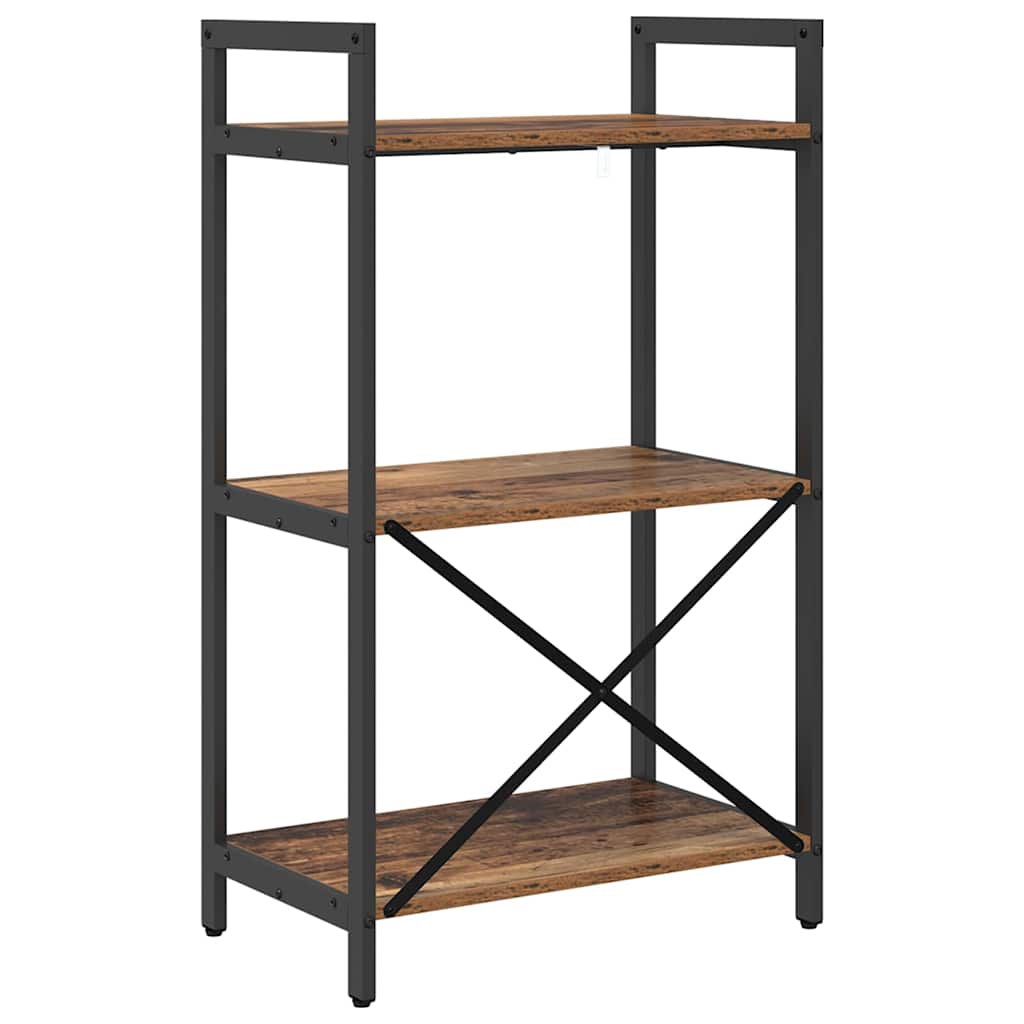 Bogreol 3 niveauer 56 x 34 x 96 cm Konstrueret træ Gammelt træ