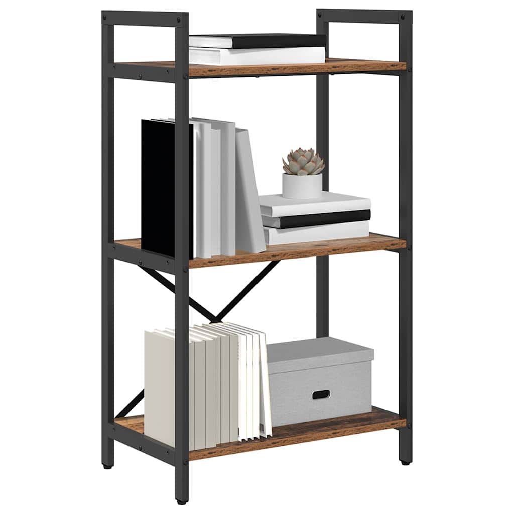 Bogreol 3 niveauer 56 x 34 x 96 cm Konstrueret træ Gammelt træ