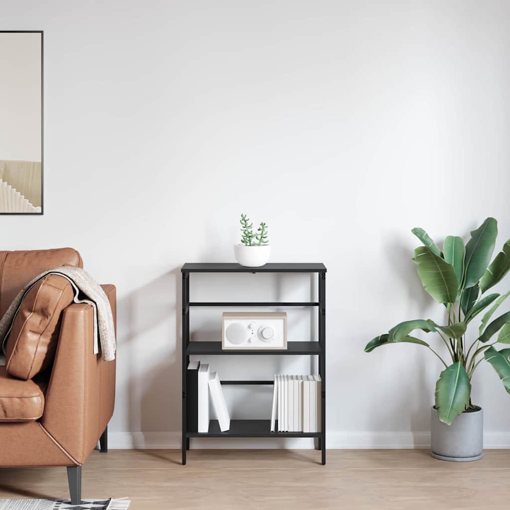 Bogreol 2 niveauer 60 x 29,5 x 81 cm Konstrueret træ Sort eg