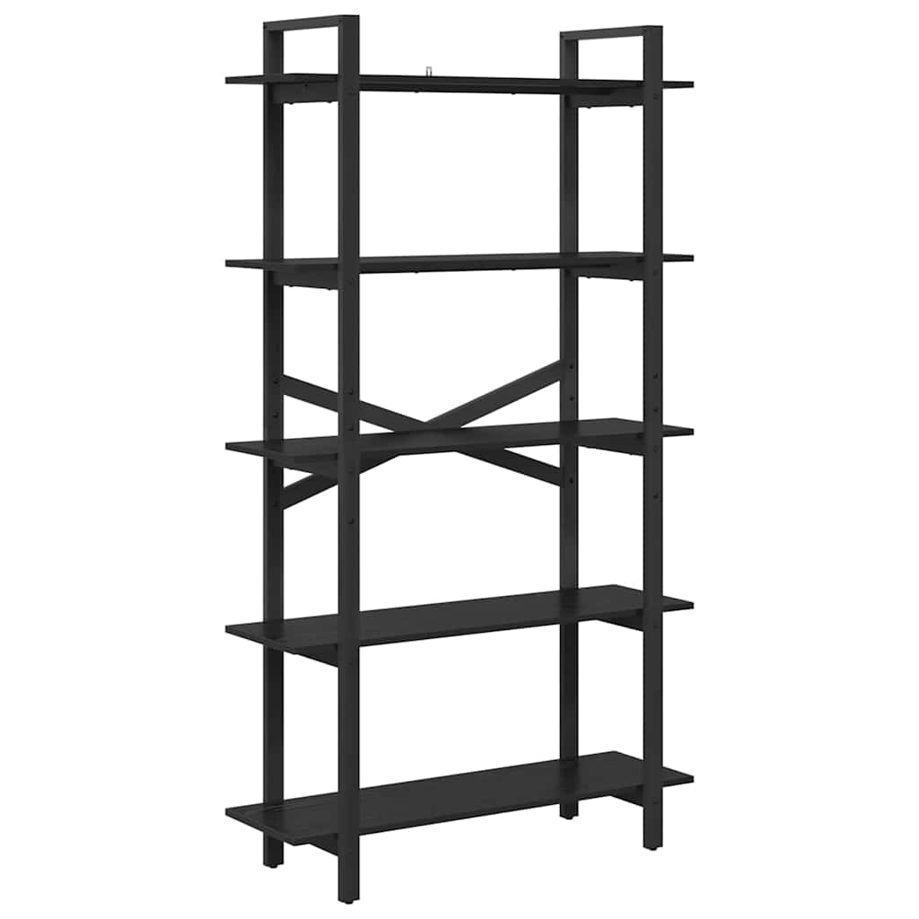 Bogreol 5 niveauer 100 x 33,5 x 178 cm Konstrueret træ Sort eg