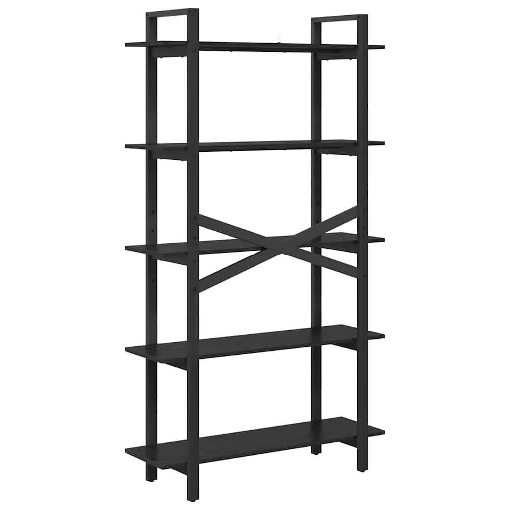 Bogreol 5 niveauer 100 x 33,5 x 178 cm Konstrueret træ Sort eg