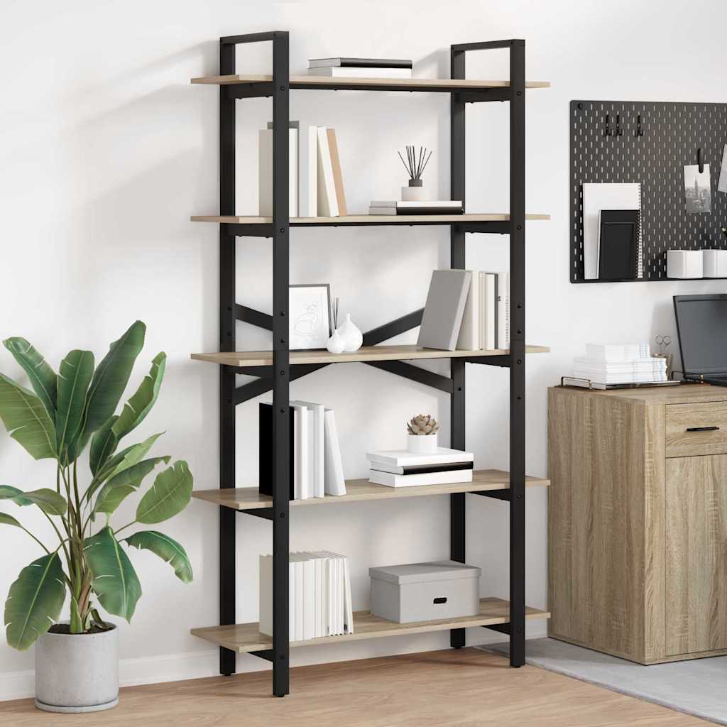 Bogreol 5 niveauer 100 x 33,5 x 178 cm Konstrueret træ