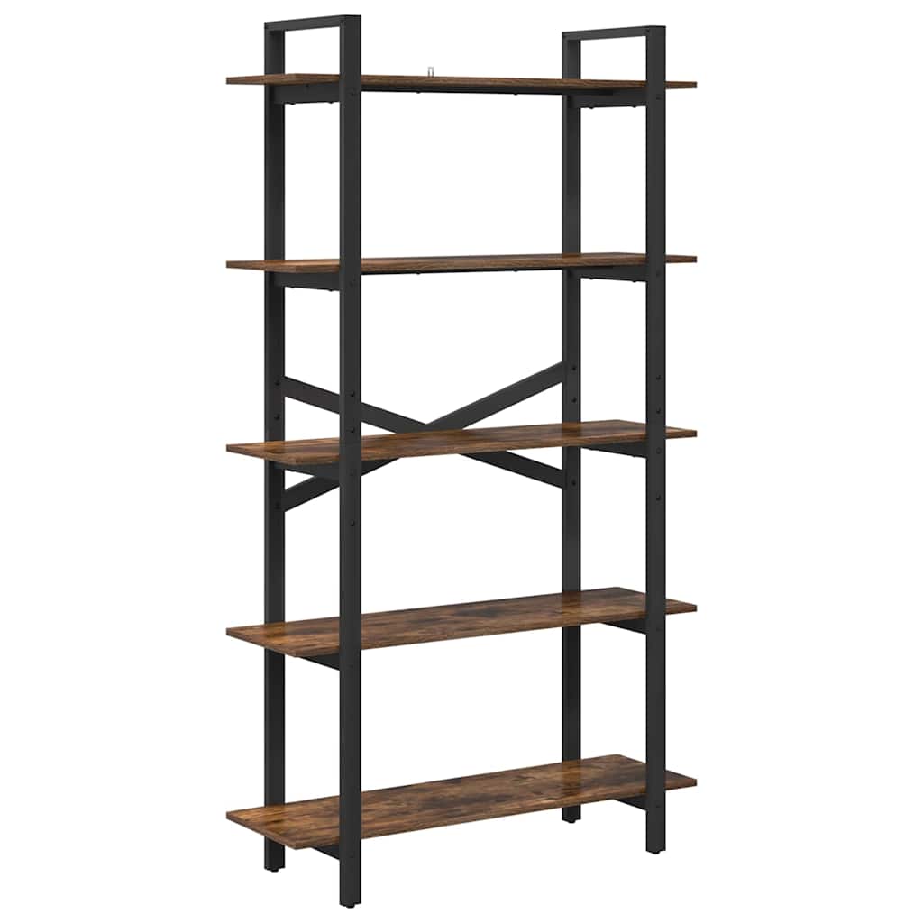Bogreol 5 niveauer 100 x 33,5 x 178 cm Konstrueret træ Røget eg