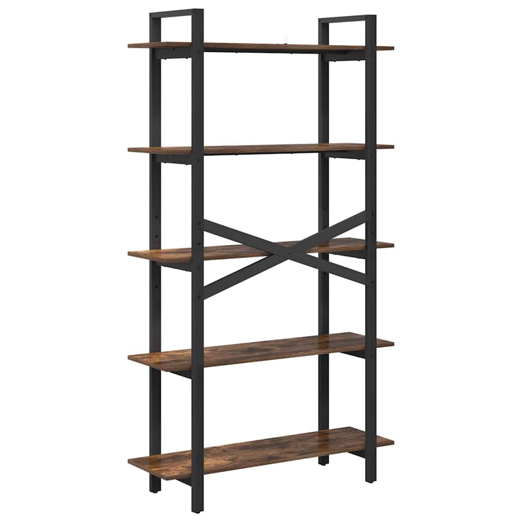 Bogreol 5 niveauer 100 x 33,5 x 178 cm Konstrueret træ Røget eg