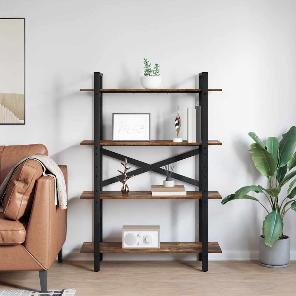 Bogreol 4 niveauer 100 x 33,5 x 140 cm Konstrueret træ Røget eg