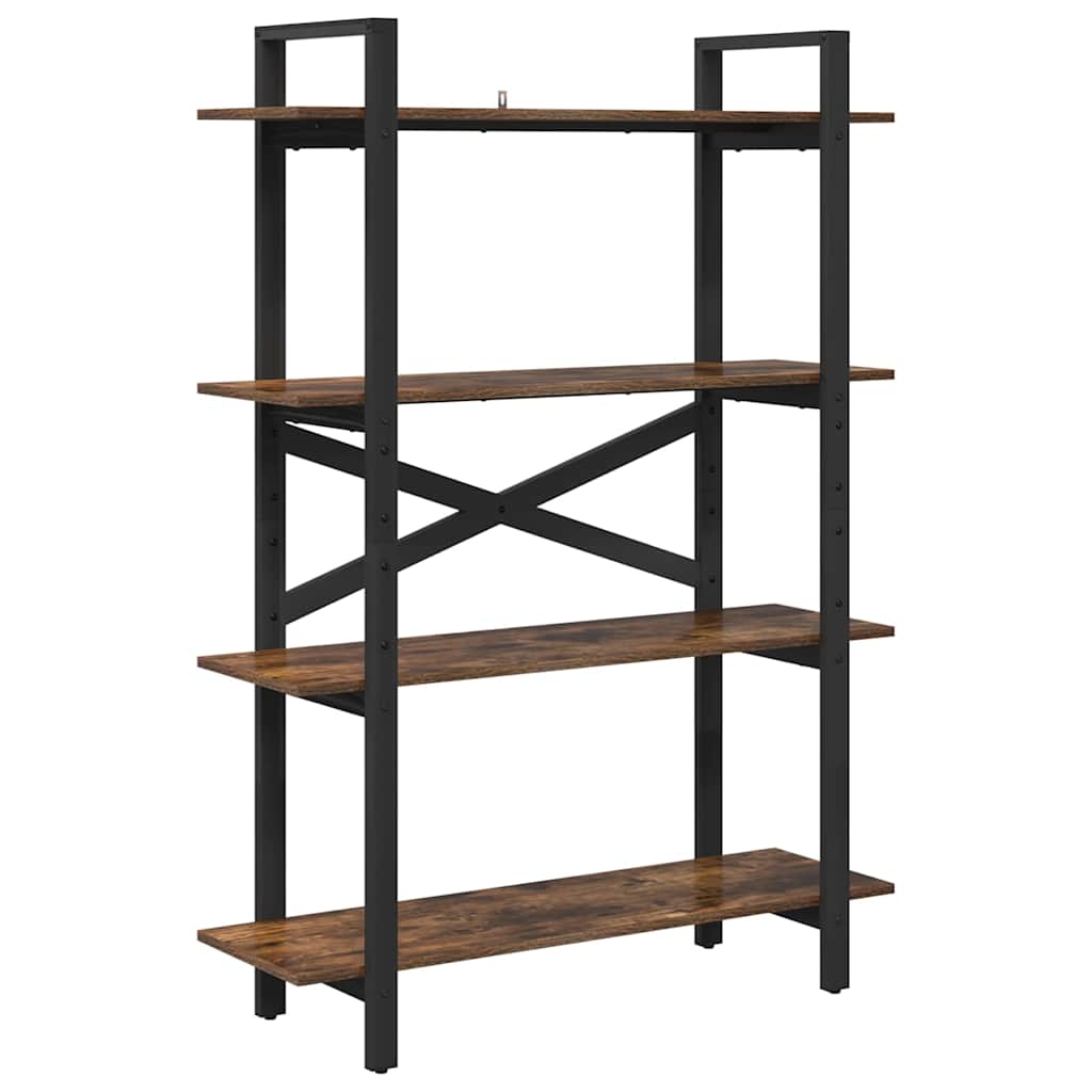 Bogreol 4 niveauer 100 x 33,5 x 140 cm Konstrueret træ Røget eg