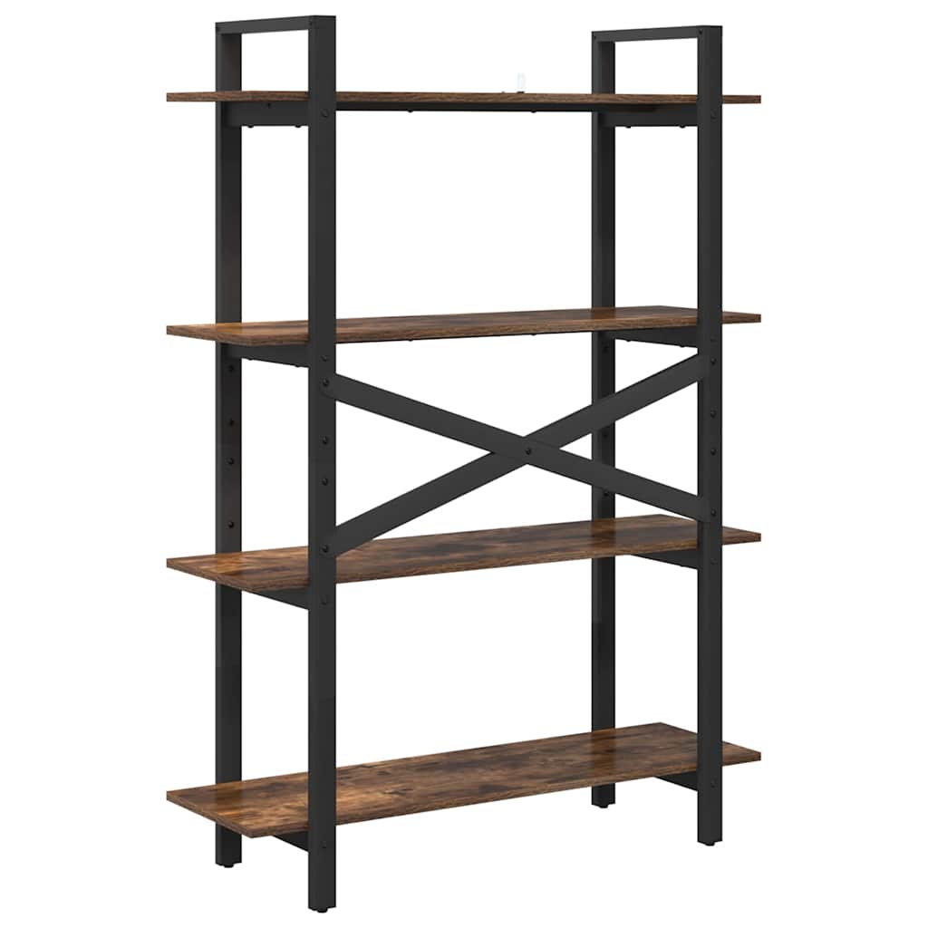 Bogreol 4 niveauer 100 x 33,5 x 140 cm Konstrueret træ Røget eg