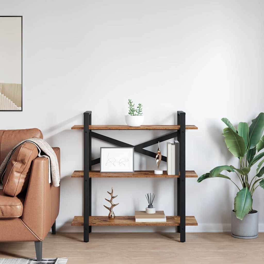 Bogreol 3 niveauer 100 x 33,5 x 102 cm Konstrueret træ