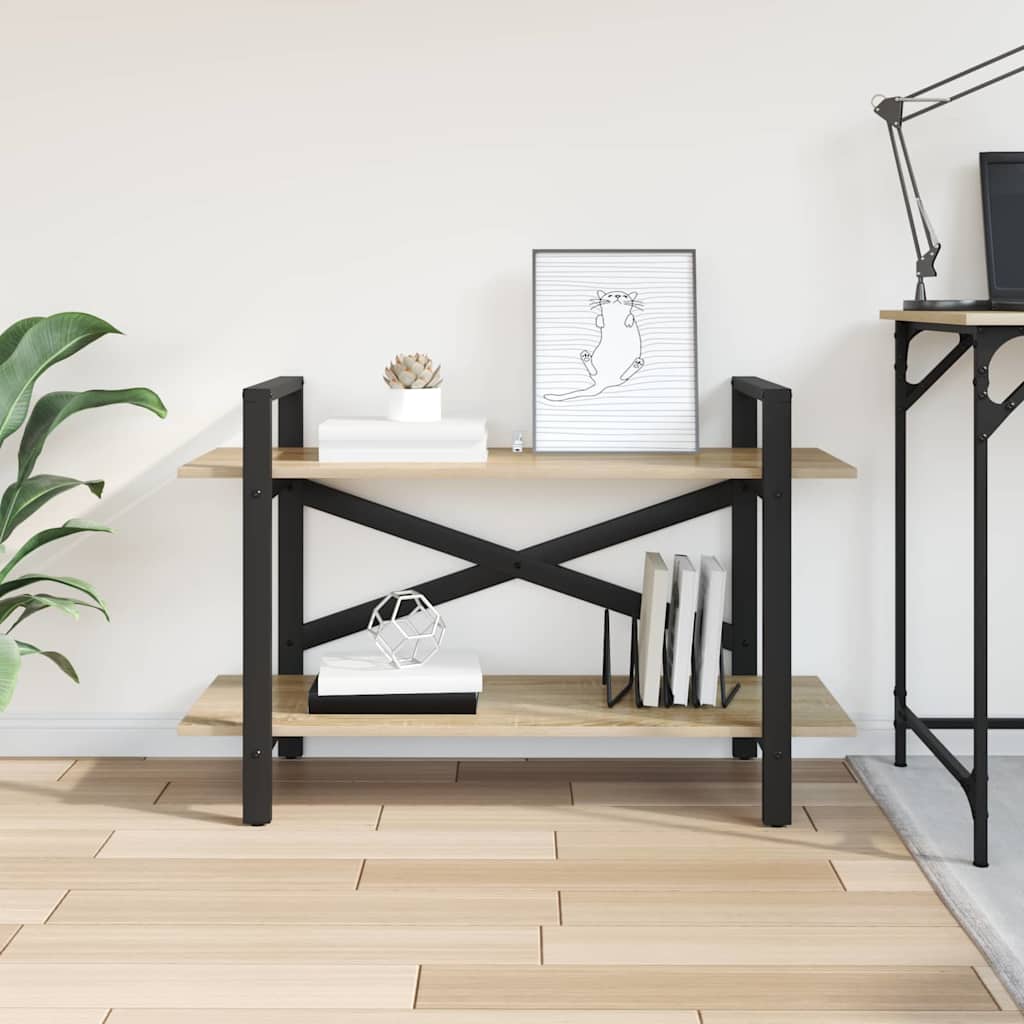 Bogreol 2 niveauer 100 x 33,5 x 64 cm Konstrueret træ Sonoma eg