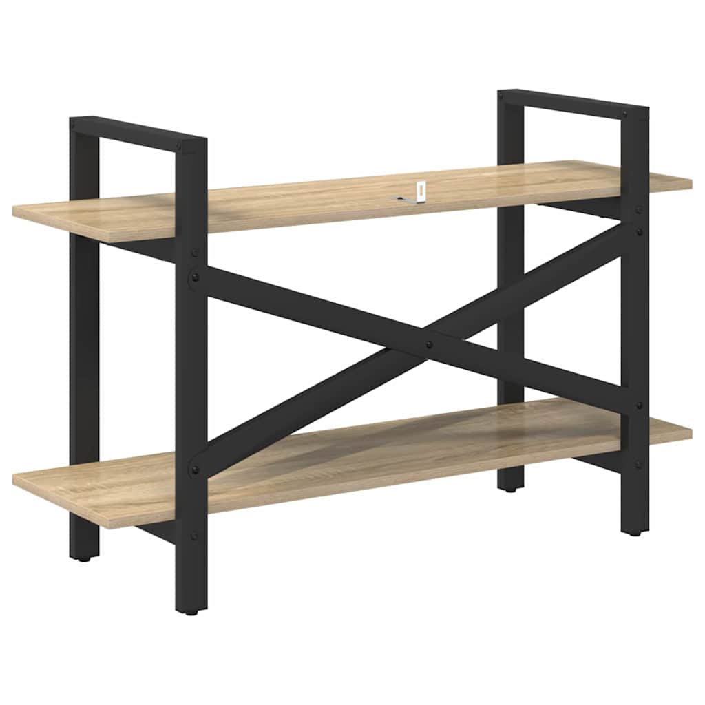 Bogreol 2 niveauer 100 x 33,5 x 64 cm Konstrueret træ Sonoma eg