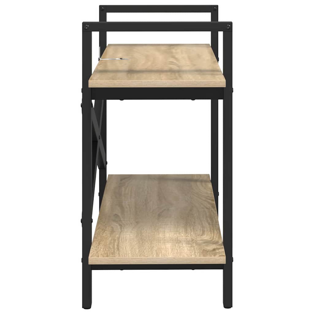 Bogreol 2 niveauer 100 x 33,5 x 64 cm Konstrueret træ Sonoma eg