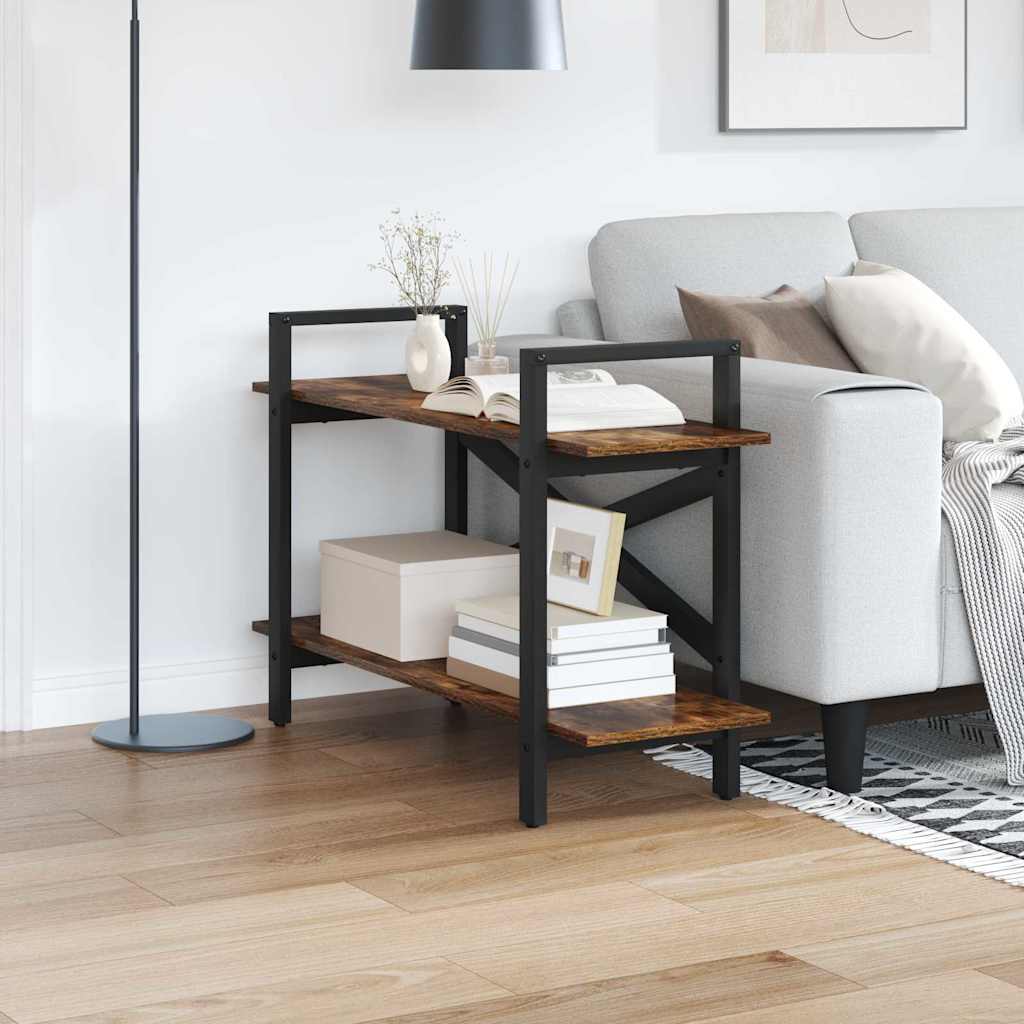 Bogreol 2 niveauer 100 x 33,5 x 64 cm Konstrueret træ Røget eg