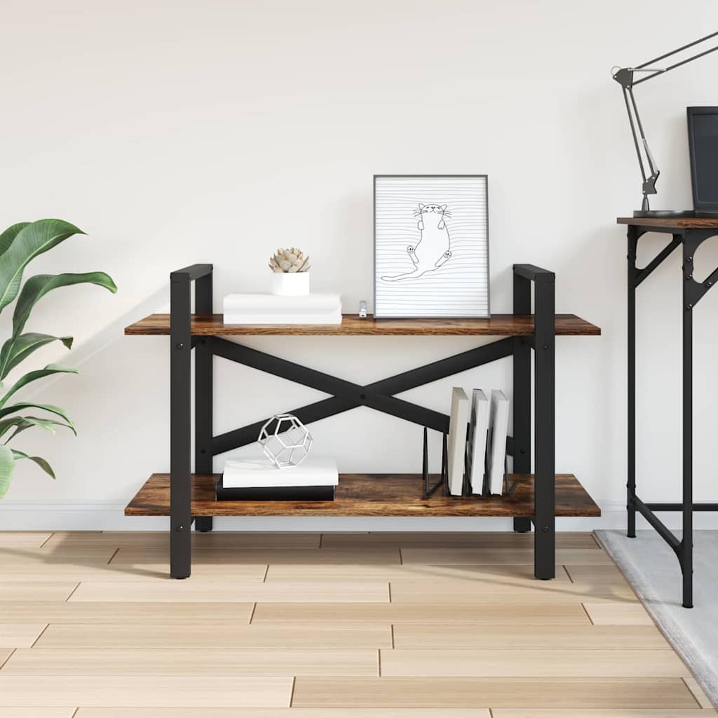 Bogreol 2 niveauer 100 x 33,5 x 64 cm Konstrueret træ Røget eg