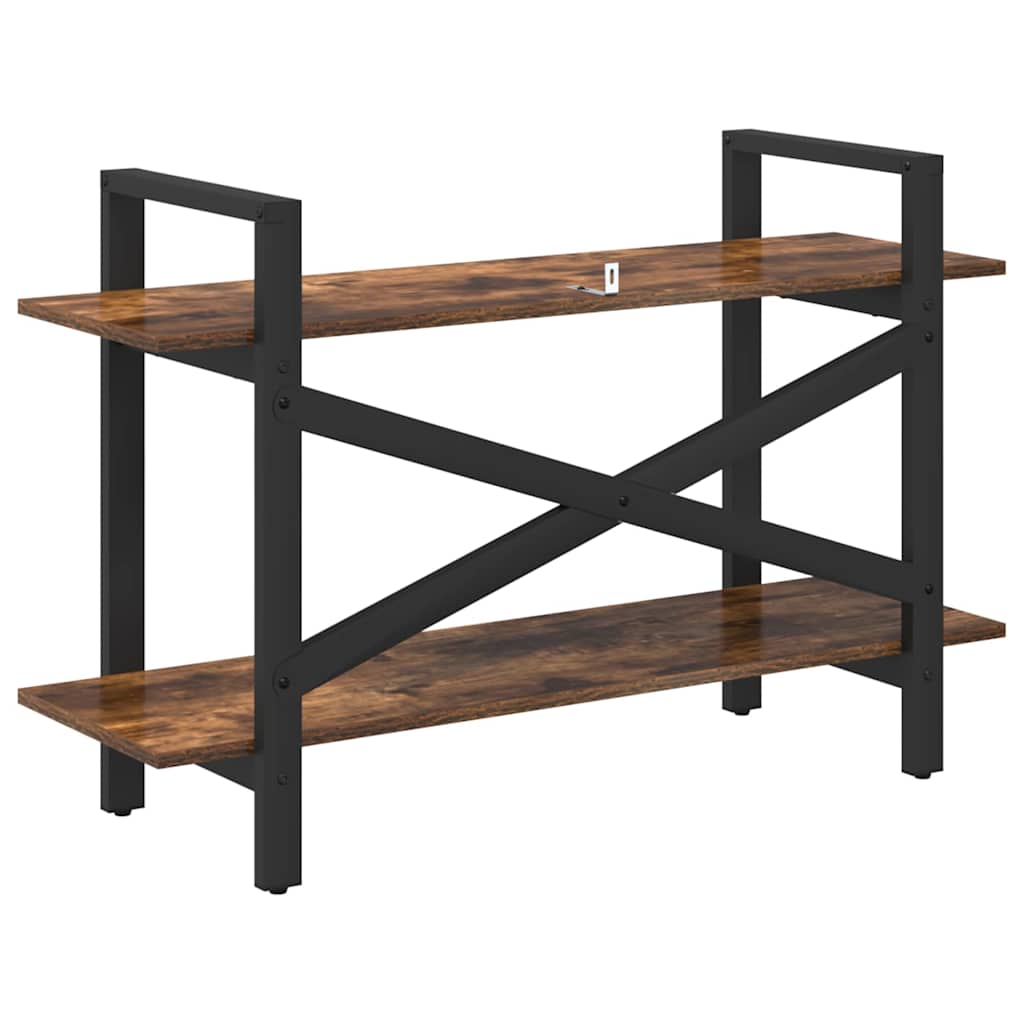 Bogreol 2 niveauer 100 x 33,5 x 64 cm Konstrueret træ Røget eg