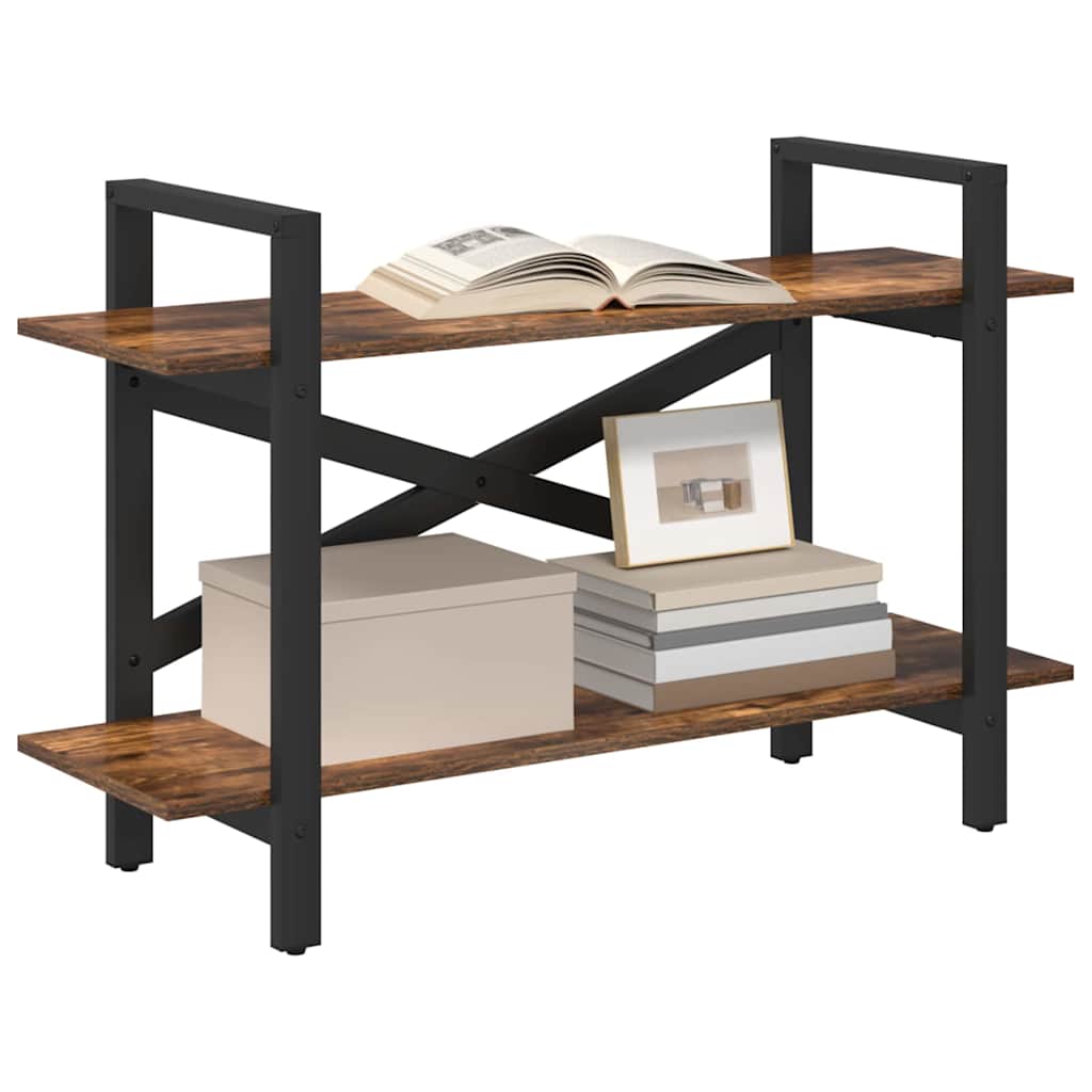 Bogreol 2 niveauer 100 x 33,5 x 64 cm Konstrueret træ Røget eg