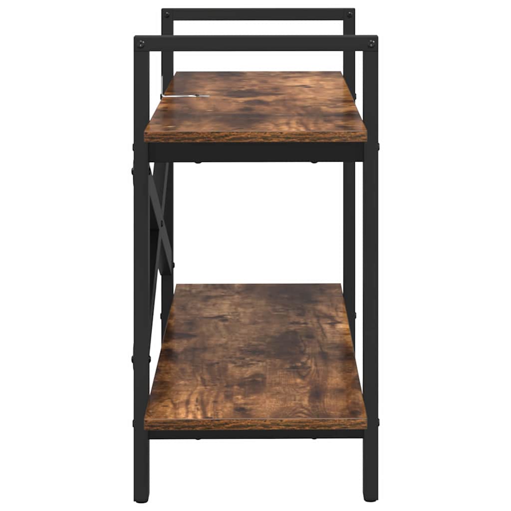 Bogreol 2 niveauer 100 x 33,5 x 64 cm Konstrueret træ Røget eg