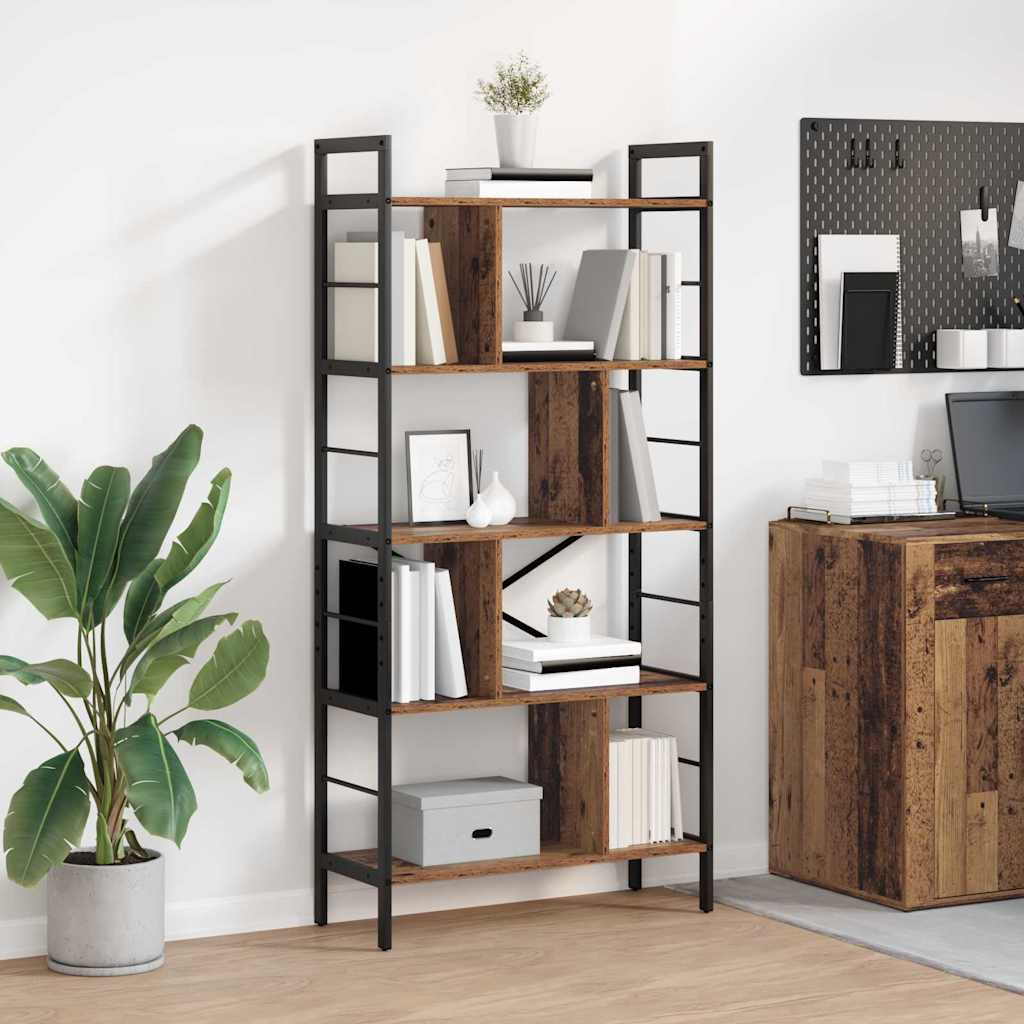 Bogreol 9 niveauer 75 x 30 x 156 cm Konstrueret træ Gammelt træ