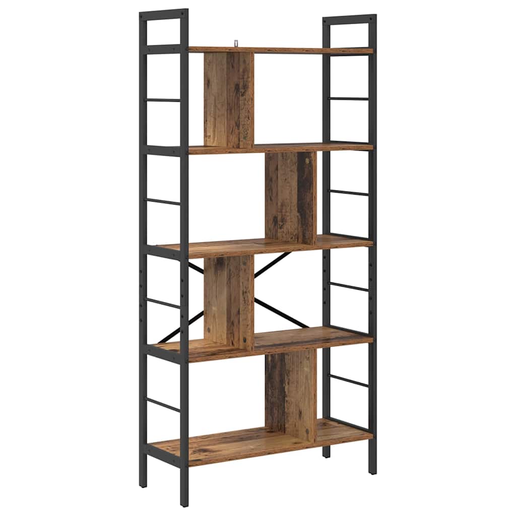 Bogreol 9 niveauer 75 x 30 x 156 cm Konstrueret træ Gammelt træ