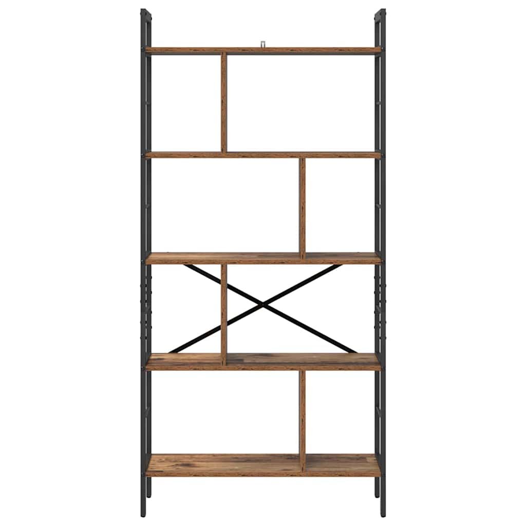 Bogreol 9 niveauer 75 x 30 x 156 cm Konstrueret træ Gammelt træ