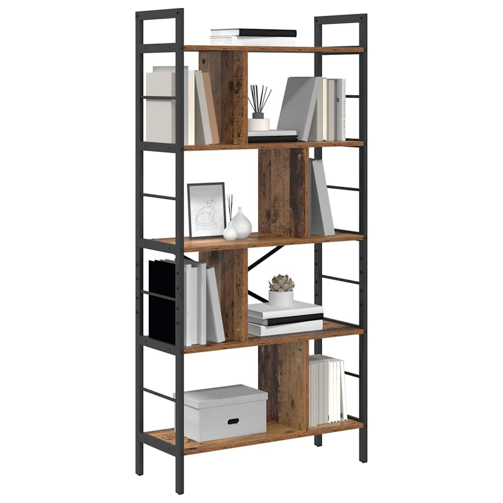 Bogreol 9 niveauer 75 x 30 x 156 cm Konstrueret træ Gammelt træ