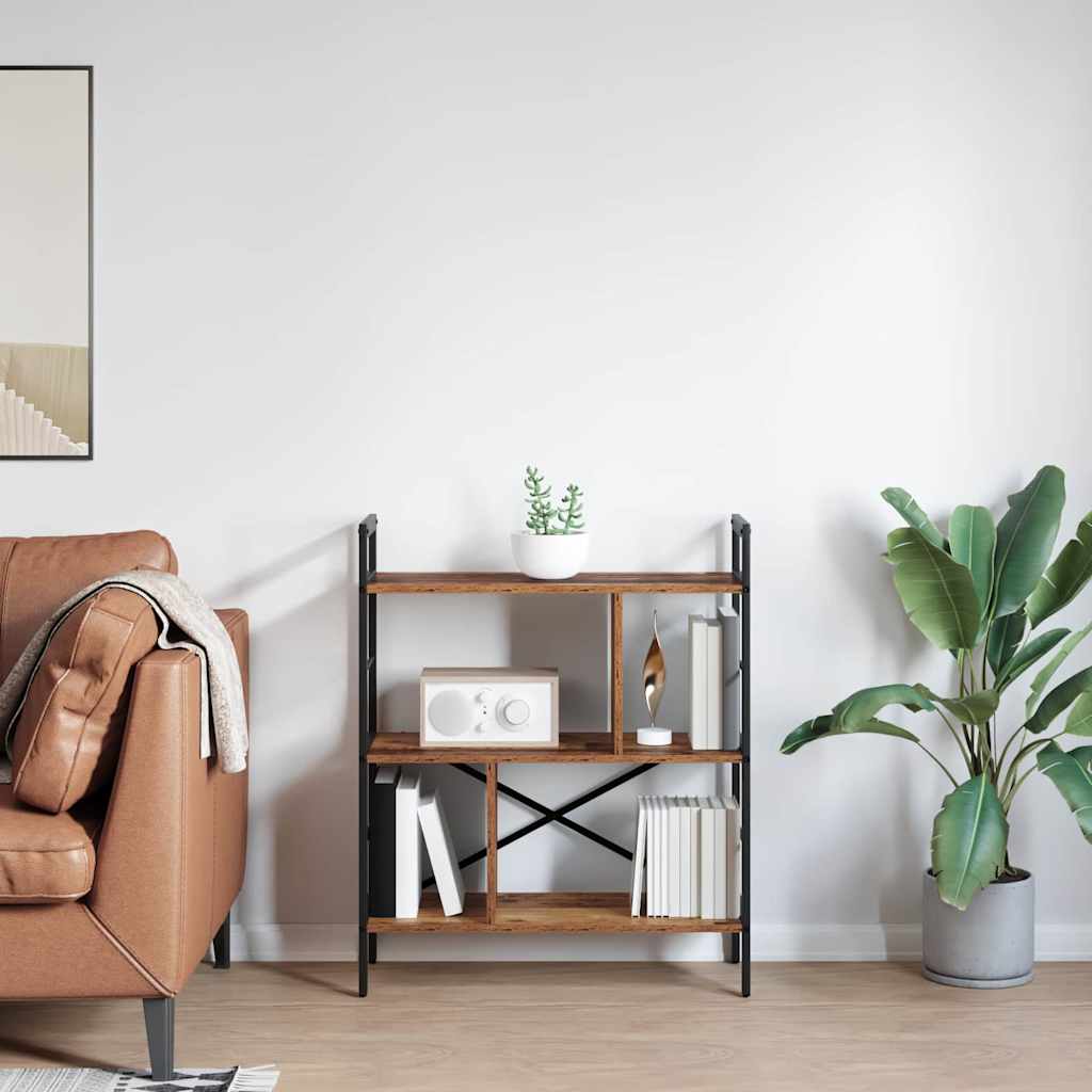 Bogreol 5 niveauer 75 x 30 x 91 cm Konstrueret træ Gammelt træ