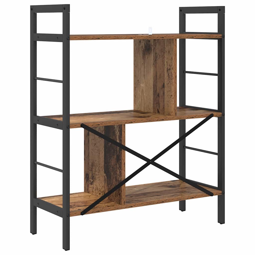 Bogreol 5 niveauer 75 x 30 x 91 cm Konstrueret træ Gammelt træ