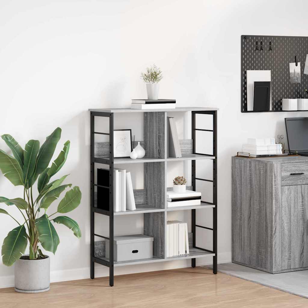 Bogreol 6 niveauer 82 x 32 x 112 cm Konstrueret træ Grå Sonoma