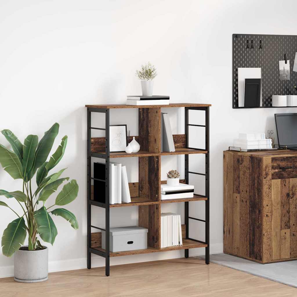 Bogreol 6 niveauer 82 x 32 x 112 cm Konstrueret træ Gammelt træ