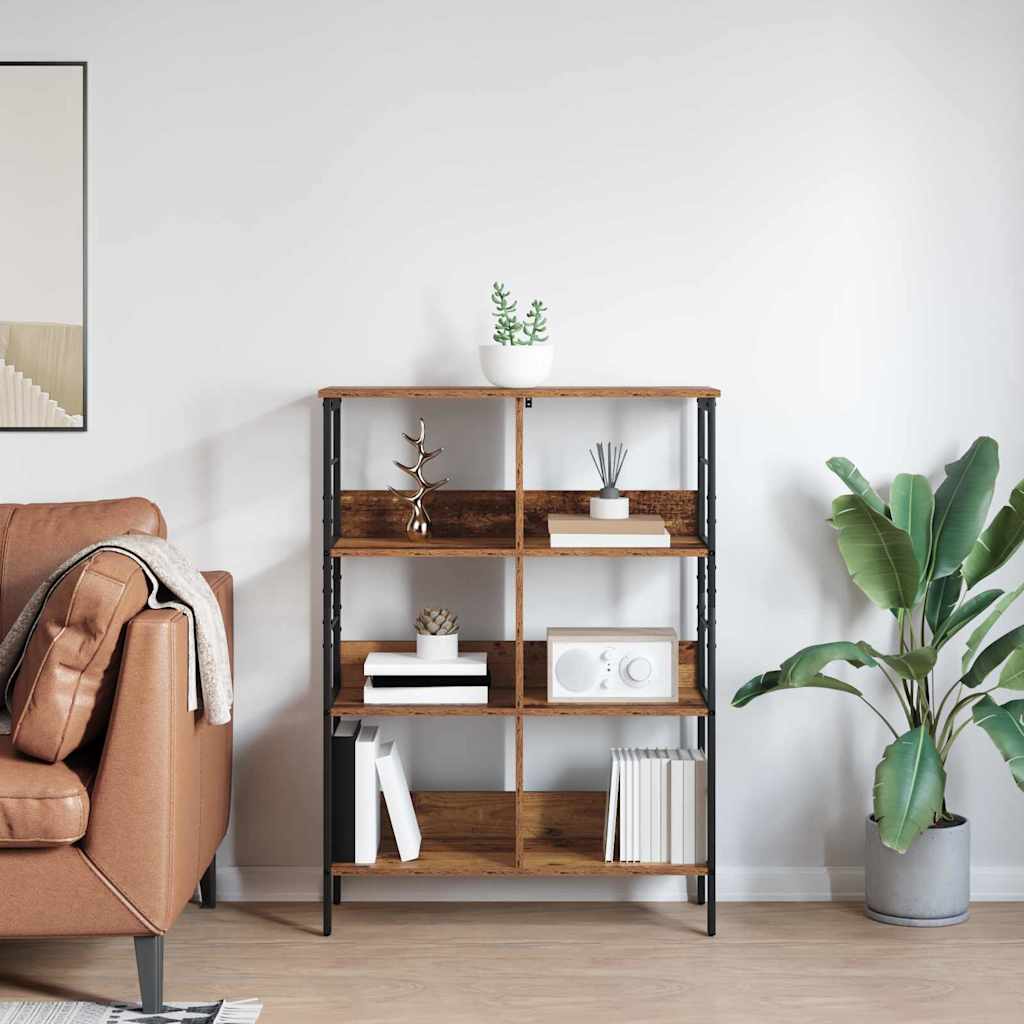 Bogreol 6 niveauer 82 x 32 x 112 cm Konstrueret træ Gammelt træ