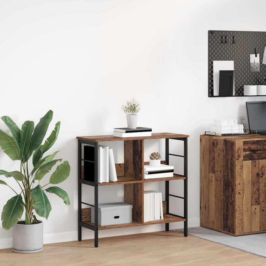 Bogreol 4 niveauer 82 x 32 x 79 cm Konstrueret træ Gammelt træ