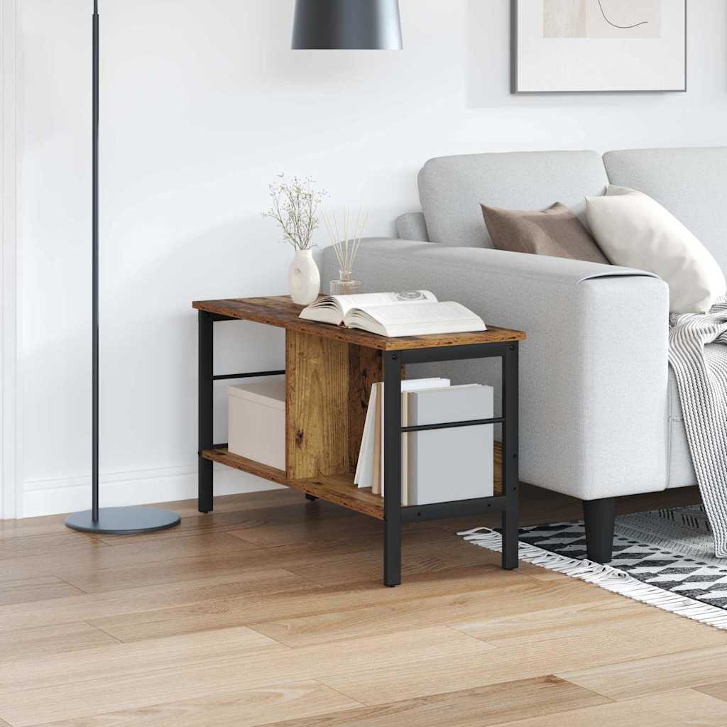 Bogreol 2 niveauer 82 x 32 x 47 cm Konstrueret træ Gammelt træ