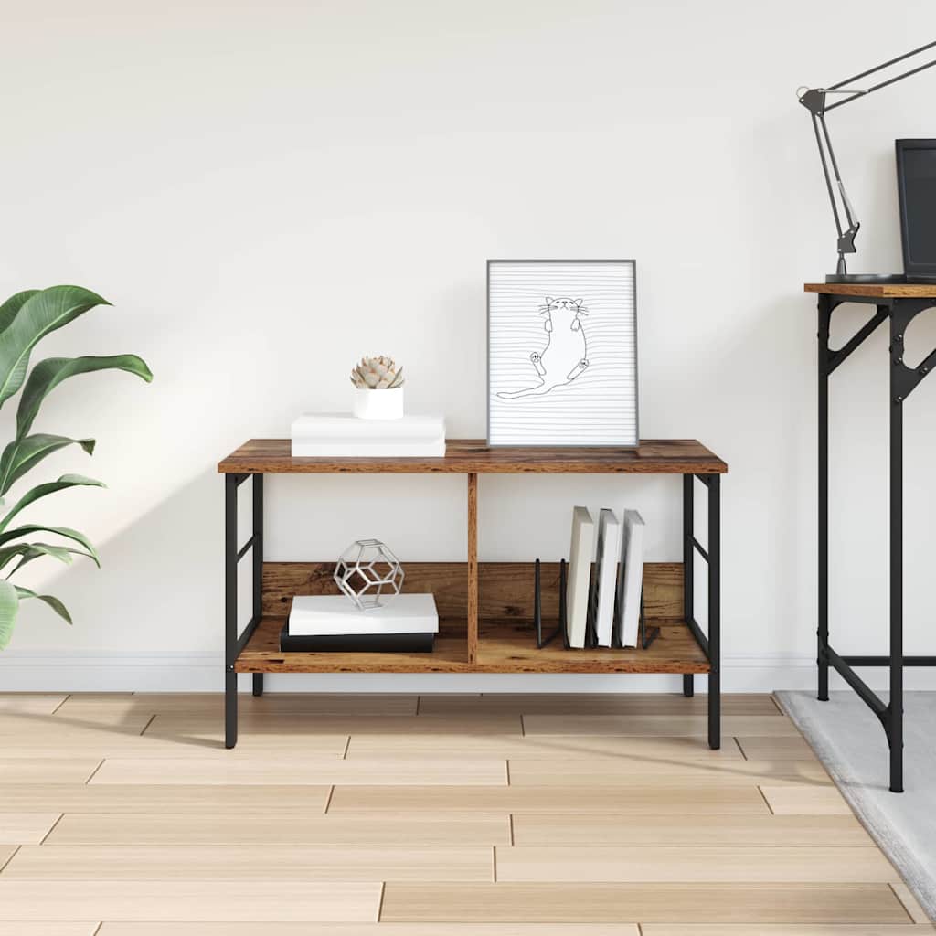 Bogreol 2 niveauer 82 x 32 x 47 cm Konstrueret træ Gammelt træ