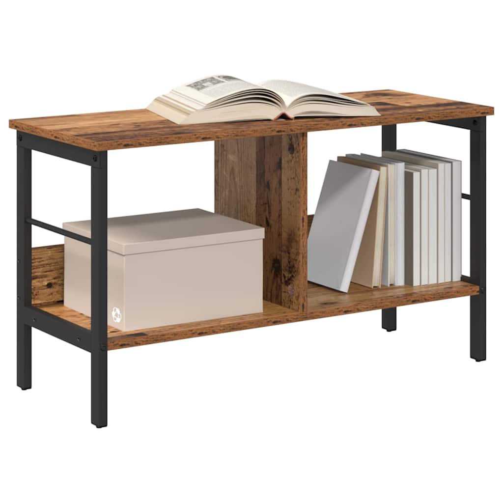 Bogreol 2 niveauer 82 x 32 x 47 cm Konstrueret træ Gammelt træ