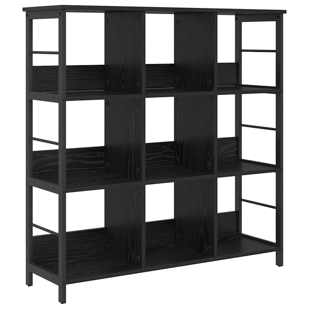 Bogreol 9 niveauer 102 x 32 x 104,5 cm Konstrueret træ Sort eg