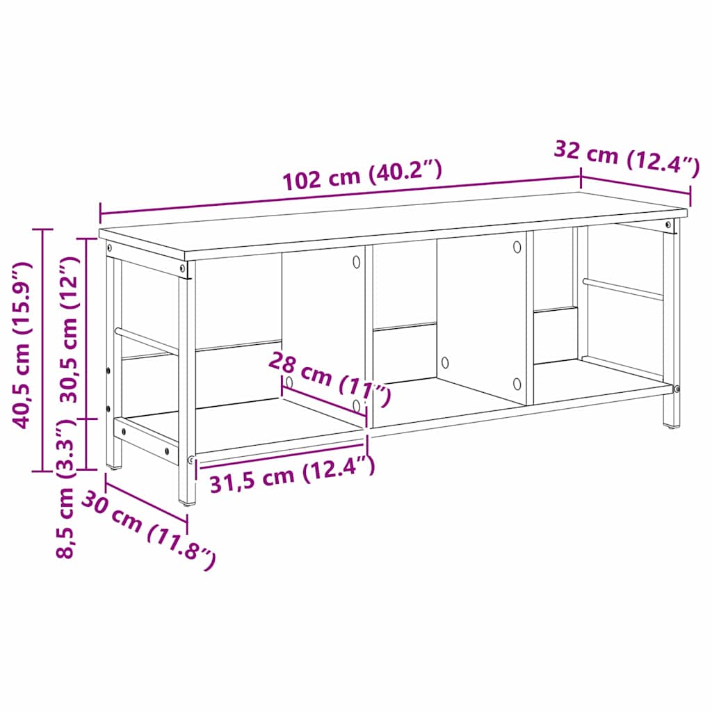 Bogreol 3 niveauer 102 x 32 x 40,5 cm Konstrueret træ Røget eg