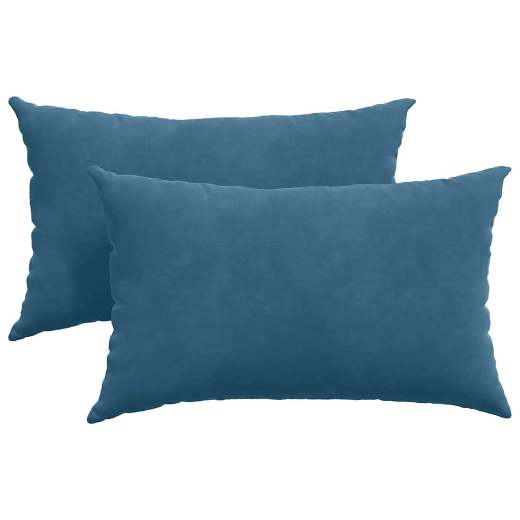 Sofapuder 2 pcs Blå 50 x 30 cm Velourstof