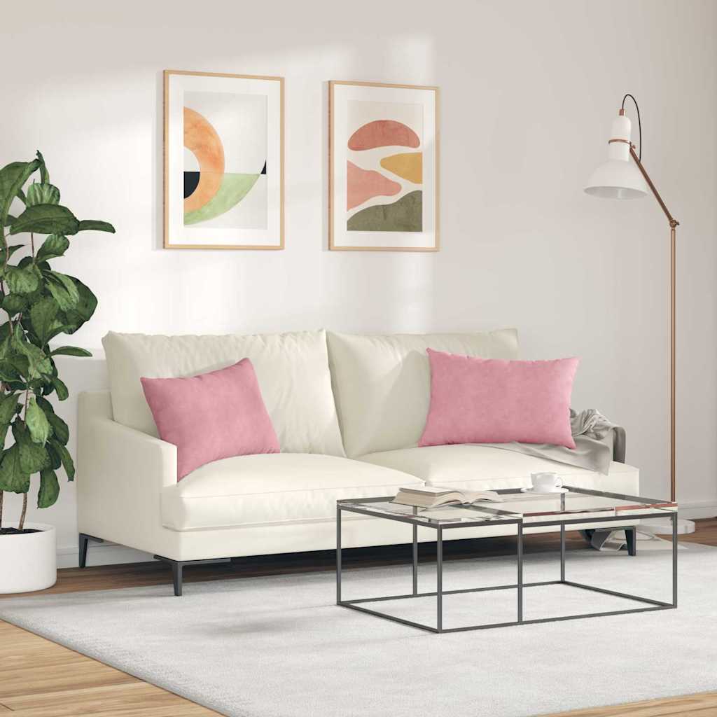 Sofapuder 2 pcs Lyserød 60 x 40 cm Velourstof
