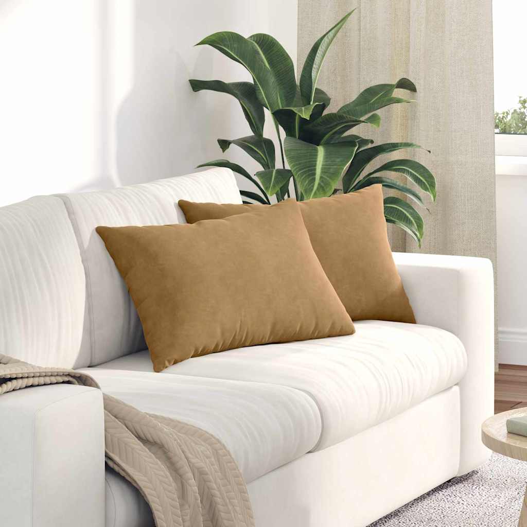 Sofapuder 2 pcs Brun 60 x 40 cm Velourstof