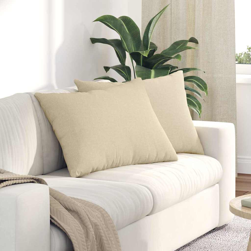 Sofapuder 2 stk. Stof Creme 70 x 50 cm