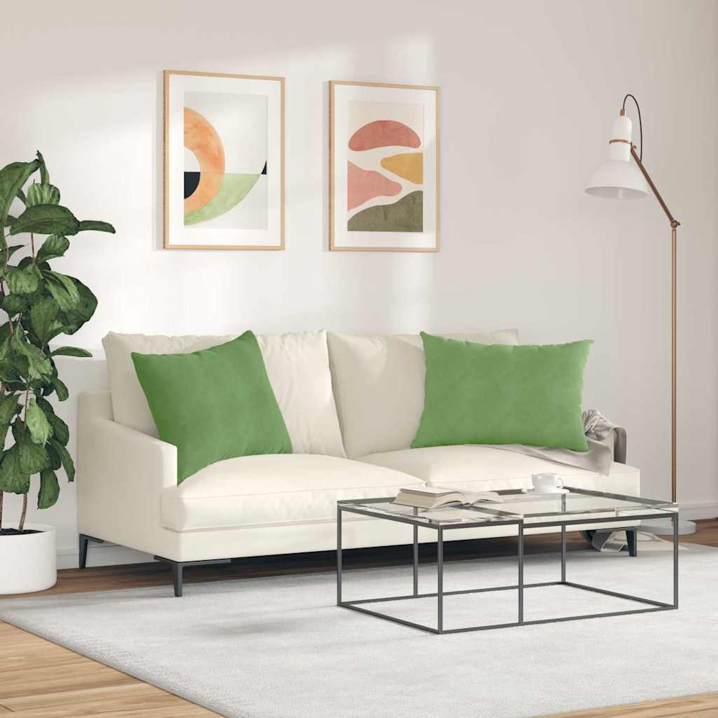 Sofapuder 2 pcs Lysegrøn 70 x 50 cm Velourstof