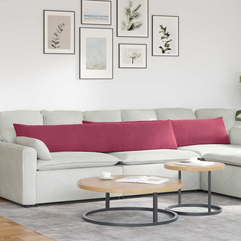 Sofapuder 2 pcs Vinrød 200 x 40 cm Velourstof