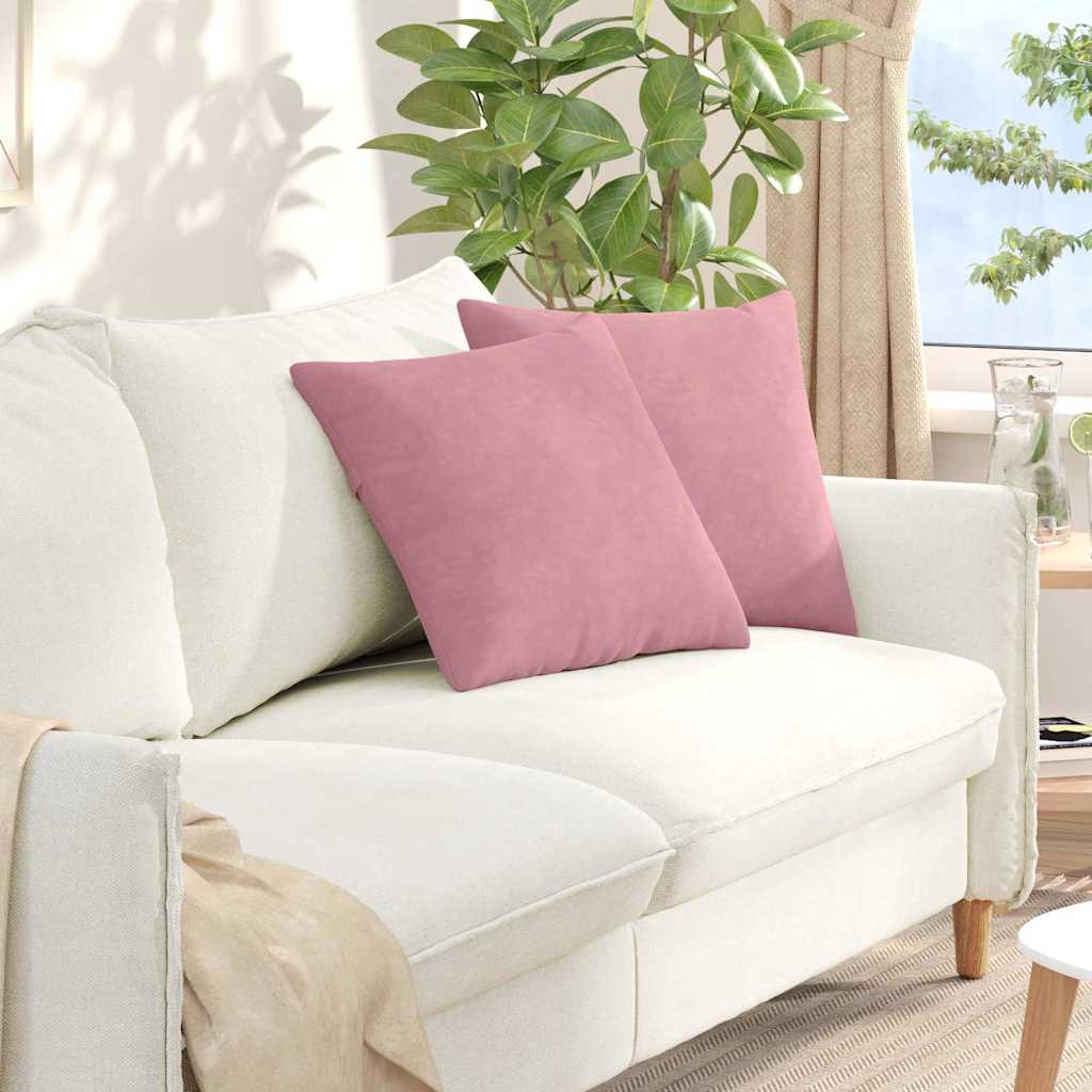 Sofapuder 2 pcs Lyserød 45 x 45 cm Velourstof
