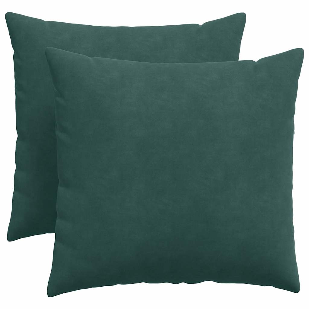 Sofapuder 2 pcs Mørkegrøn 50 x 50 cm Velourstof