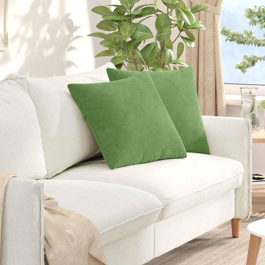 Sofapuder 2 pcs Lys grøn 50 x 50 cm Velourstof
