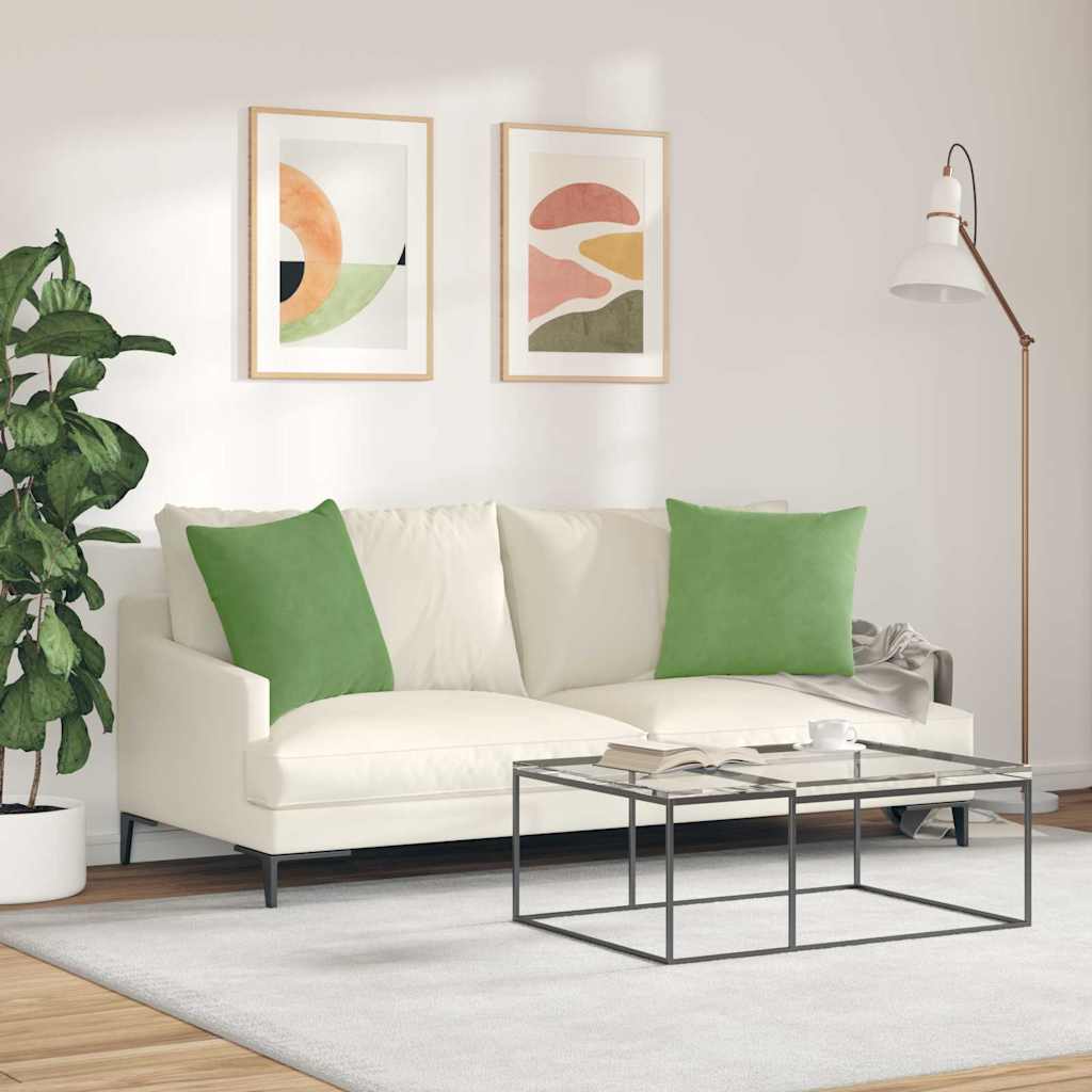 Sofapuder 2 pcs Lys grøn 50 x 50 cm Velourstof