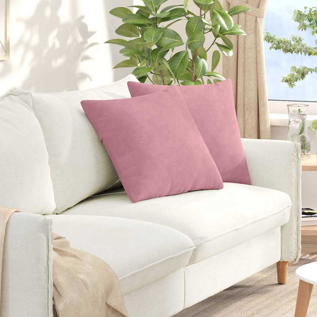 Sofapuder 2 pcs Lyserød 50 x 50 cm Velourstof