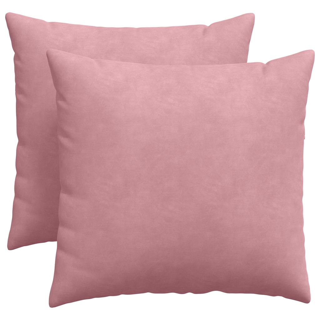 Sofapuder 2 pcs Lyserød 50 x 50 cm Velourstof