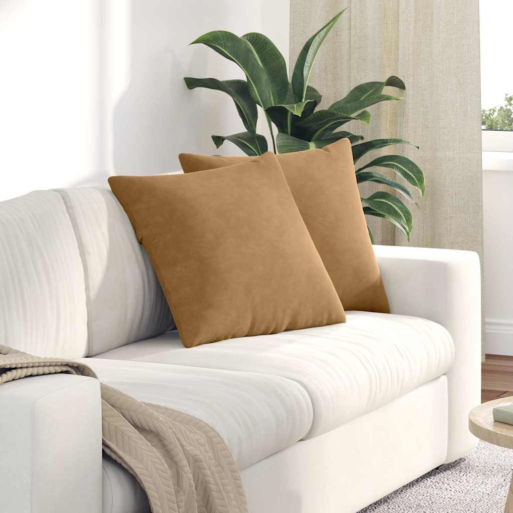 Sofapuder 2 pcs Brun 50 x 50 cm Velourstof